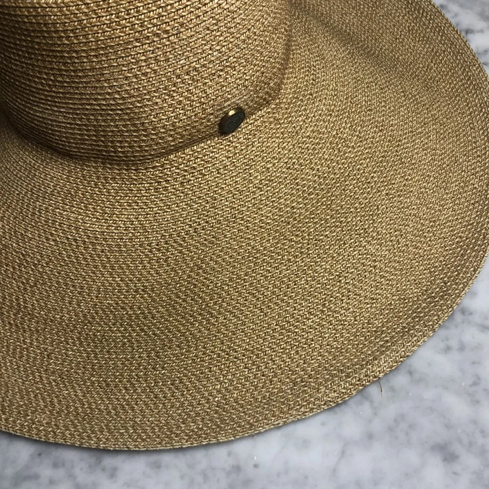 ERIC JAVITS Wide Brim Straw Sun Hat in Natural Tan - Picture 2 of 10